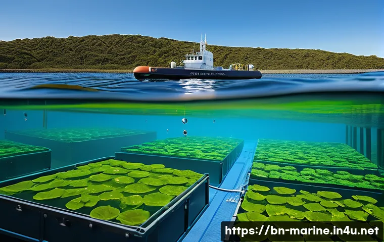 해양자원 개발 투자 - **Prompt 1: Modern Sustainable Aquaculture with Advanced Technology**
"A vibrant, technologicall...
