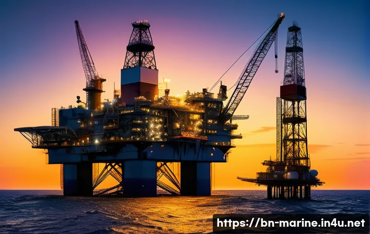 심해석유 개발의 경제성 - **Prompt:** A highly detailed, realistic image of a massive, state-of-the-art deep-sea oil drilling ...